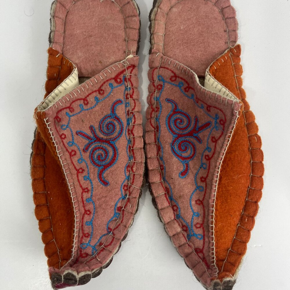 Central Asia Traditional Shoe Slippers Size 10 100% Wool Kyrgyz Kazakh